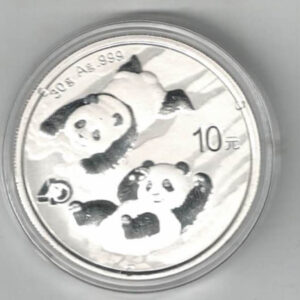 2022 China Silver Thirty Gram Panda Coin. The Obverse side features the temple of heaven. The coin contains thirty grams of 999 fine silver.