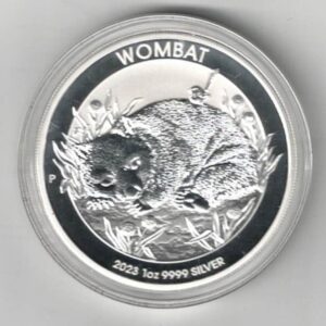 2023 Silver Australia One Ounce Wombat. Elizabeth II is on the obverse, a Wombat is on the reverse. All coins are in stock.