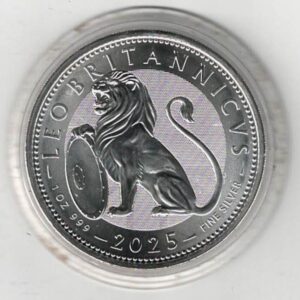 2025 Silver One Ounce British Lion. The coin contains one ounce of fine silver. All of our silver coins have been pre-owned and are in stock.