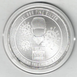 Envela Minted During Covid 19 Pandemic Silver One Ounce Round. The round contains one ounce of .999 fine silver. All rounds/coins are in stock.
