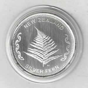 New Zealand Silver One Ounce Fern Round. The round contains one ounce of .999 fine silver. All rounds/coins are in stock.