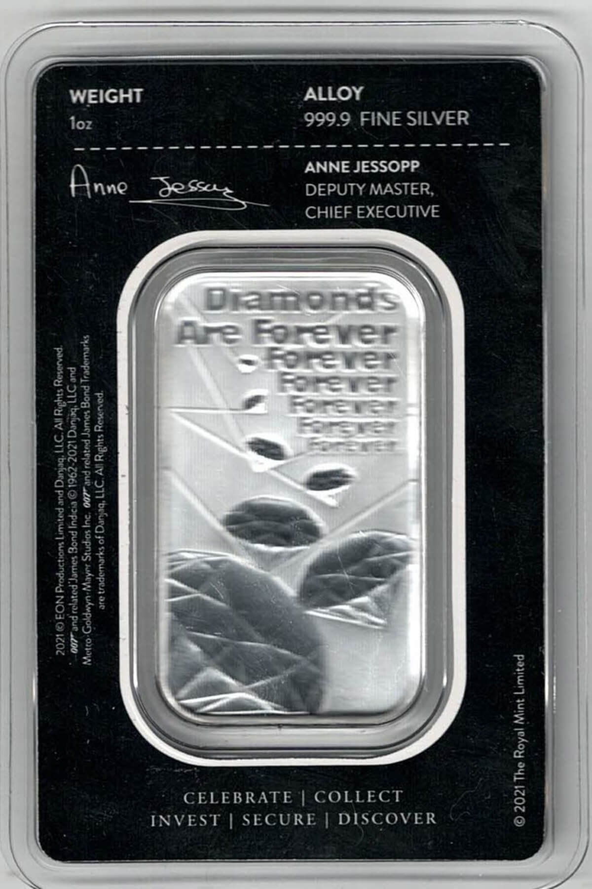Royal Mint 007 James Bond One Ounce Silver Bar - Image 2