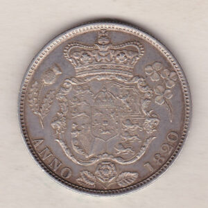 1820 Silver Halfcrown coin with King George IV on the Obverse. The reverse features the first crowned and Mantled shield of arms.