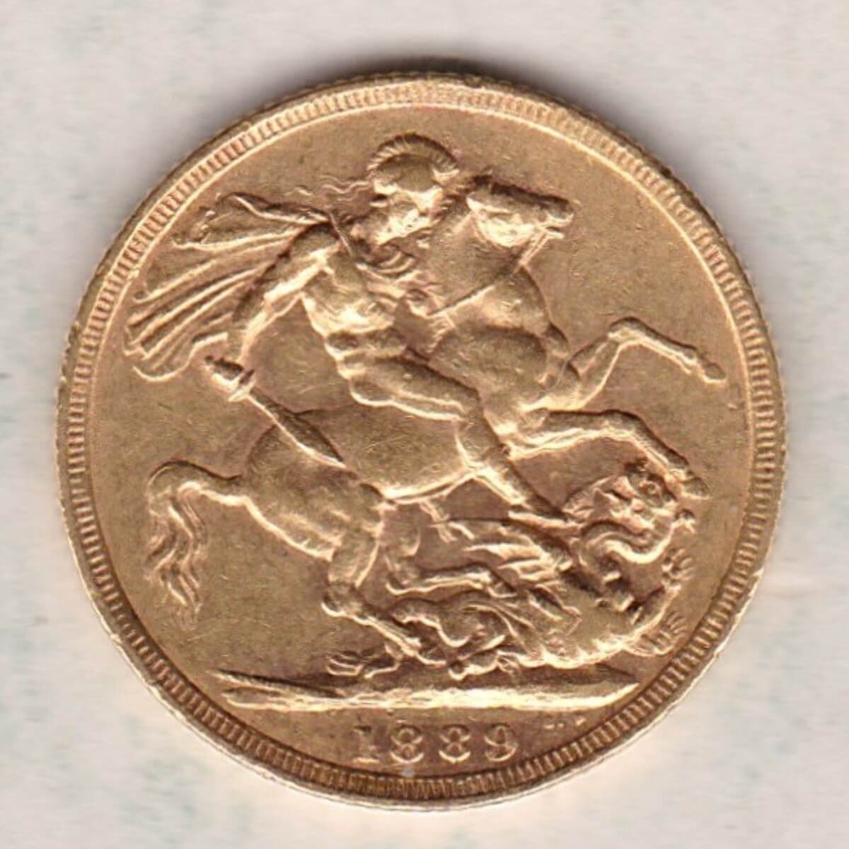 1889 Gold Sovereign Coin featuring Queen Victoria Jubilee Head on the Obverse and St George & the Dragon on the Reverse. London Mint.