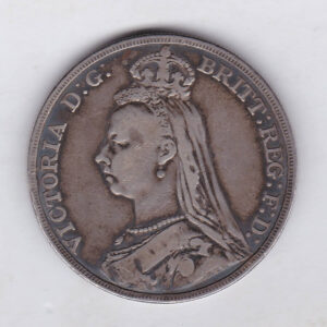 1892 Silver Crown Coin featuring Queen Victoria Jubilee head on the Obverse and the St George & dragon design on the reverse.