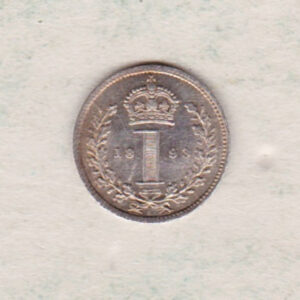 1893 Silver Maundy Penny coin featuring Queen Victoria on the obverse. A central crowned denomination above the date on the reverse.
