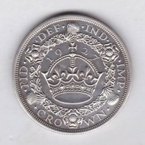 1927 Silver Proof Crown Coin featuring King George V on the Obverse and the wreath design on the reverse. The coin is in near mint to mint condition.