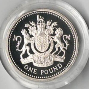 1993 One Pound Silver Proof Royal Arms with Scottish Lion on reverse. Elizabeth II on obverse. All coins in stock and ready to despatch.