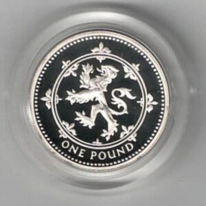 1994 One Pound Piedfort Silver Proof Scottish Lion. This double thickness coin includes the original box and certificate. Ready for dispatch.