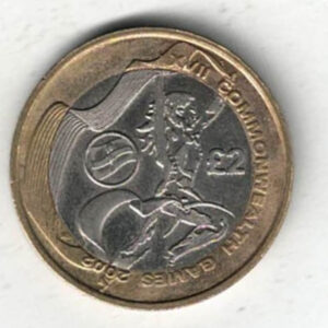 2002 two pound coin featuring Elizabeth II on the Obverse with the Northern Ireland Flag on the Reverse side of the coin.