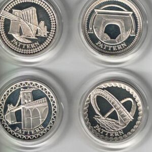 2003 One Pound Silver Proof Bridges Pattern four coin Set featuring Elizabeth II on the obverse. All coins are in stock for despatch.