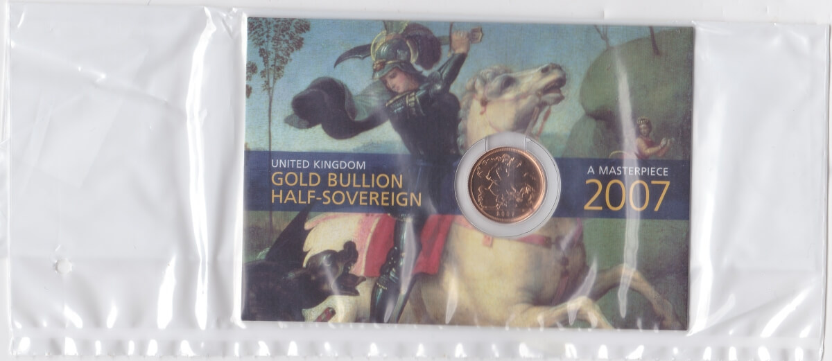 2007 Gold Half Sovereign coin featuring the fourth portrait of Queen Elizabeth II on the Obverse. St George and the dragon on the Reverse.
