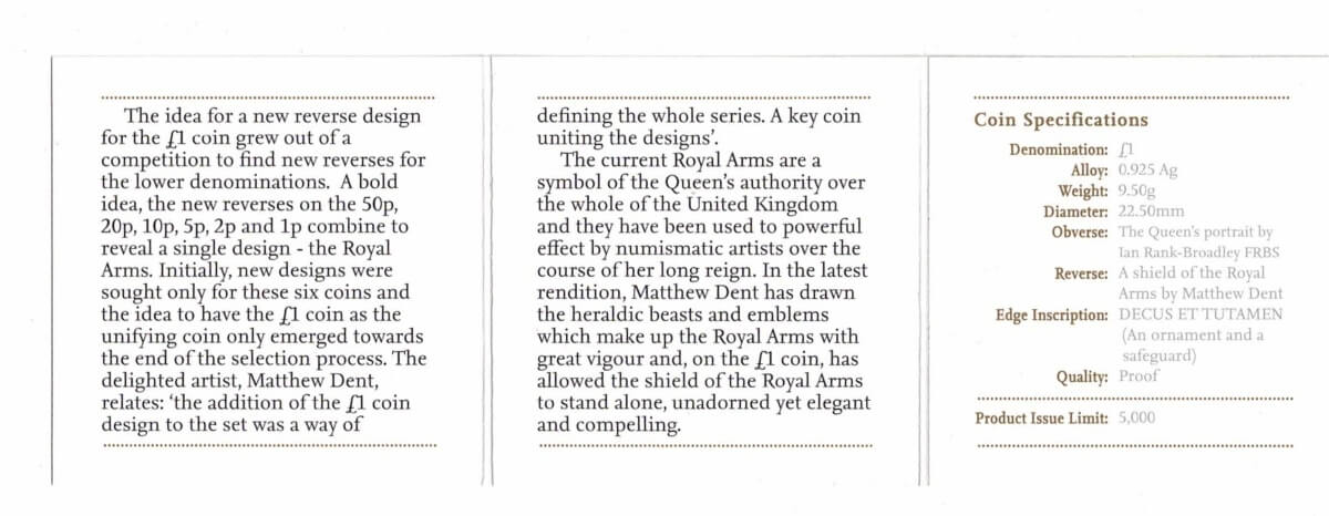 2008 One Pound Silver Proof Royal Shield Of Arms - Image 3