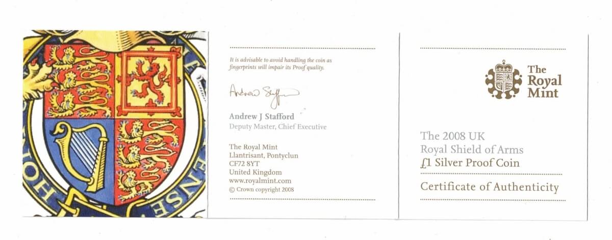 2008 One Pound Silver Proof Royal Shield Of Arms - Image 4