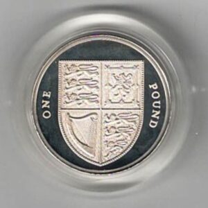 2008 One Pound Piedfort Silver Proof Royal Shield. This double thickness coin includes the original box and certificate. Ready for dispatch.