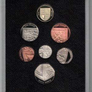 Boxed 2008 Seven Coin Proof Collection Royal Shield of Arms. This 2008 set comes in a box. All coins are in stock for despatch.