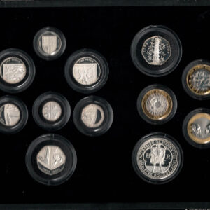 Boxed 2009 Royal Mint Sixteen Coin Silver Proof Set . This set comes in black wooden box. All coins are in stock for despatch.