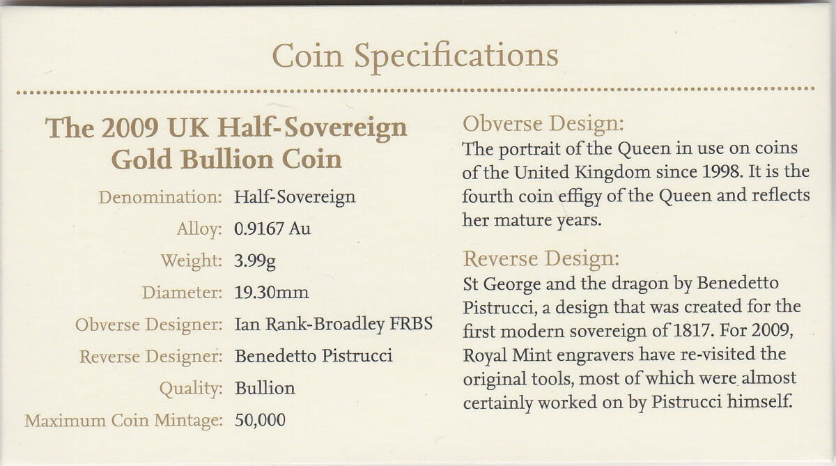 2009 Gold Half Sovereign - Elizabeth II - Image 2