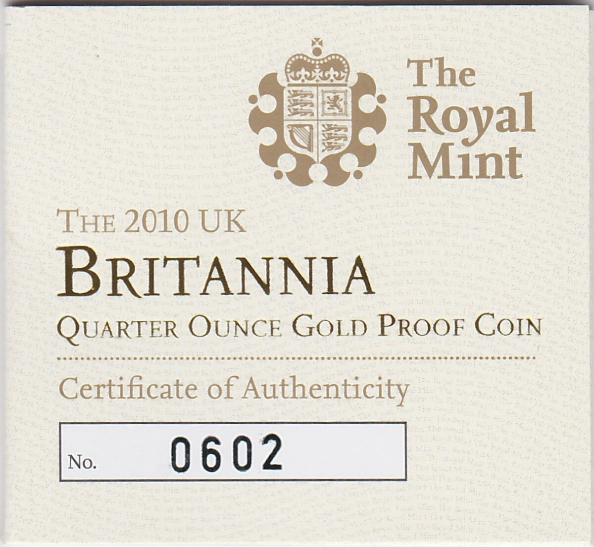 2010 Gold Proof Quarter Ounce Britannia - Image 3