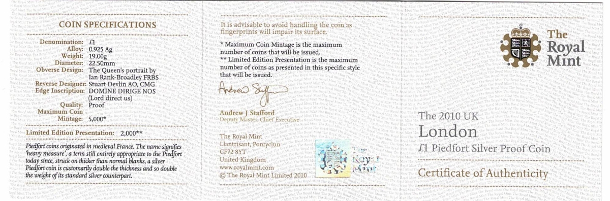 2010 One Pound Piedfort Silver Proof London - Image 4