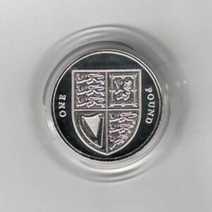 2013 One Pound Silver Proof, The Royal Shield on reverse. Elizabeth II on obverse. All coins in stock and ready to despatch.