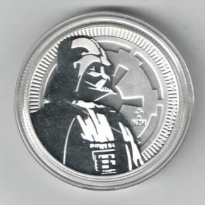 2017 Silver Niue One Ounce Star Wars Darth Vader. Darth Vader is on the reverse. This coin contains one ounce of 999 fine silver.