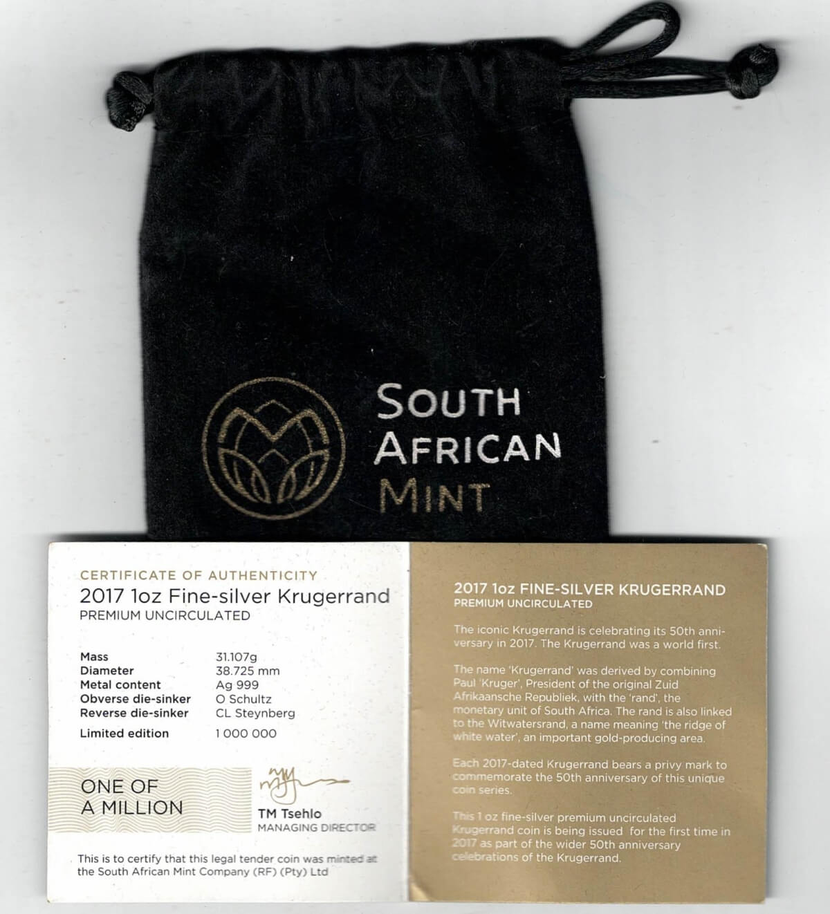 2017 Silver South Africa One Ounce Krugerrand Premium Unc Coin - Image 3