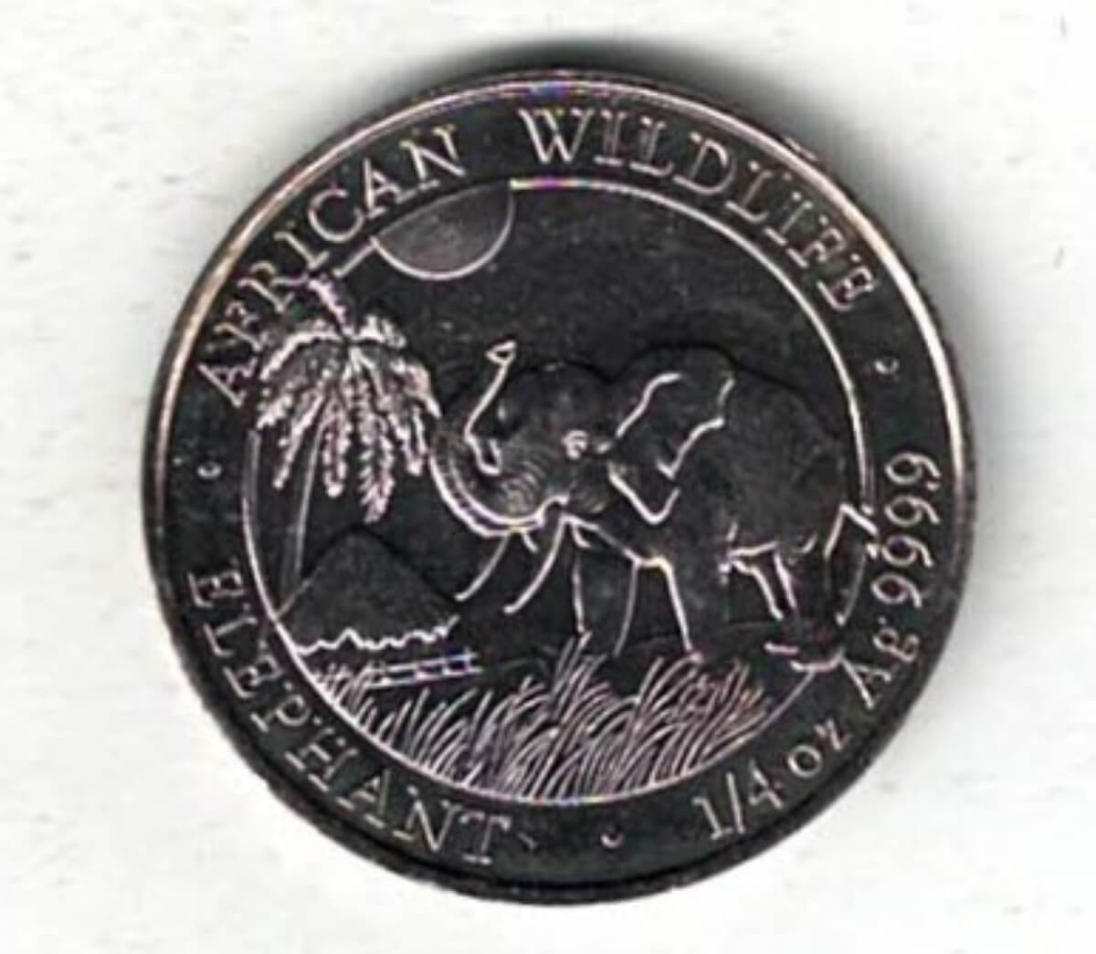 2017 Somali Republic Silver Quarter Ounce Elephant Coin. This coin contains a quarter of an ounce of .999 fine silver. All coins/rounds are in stock.