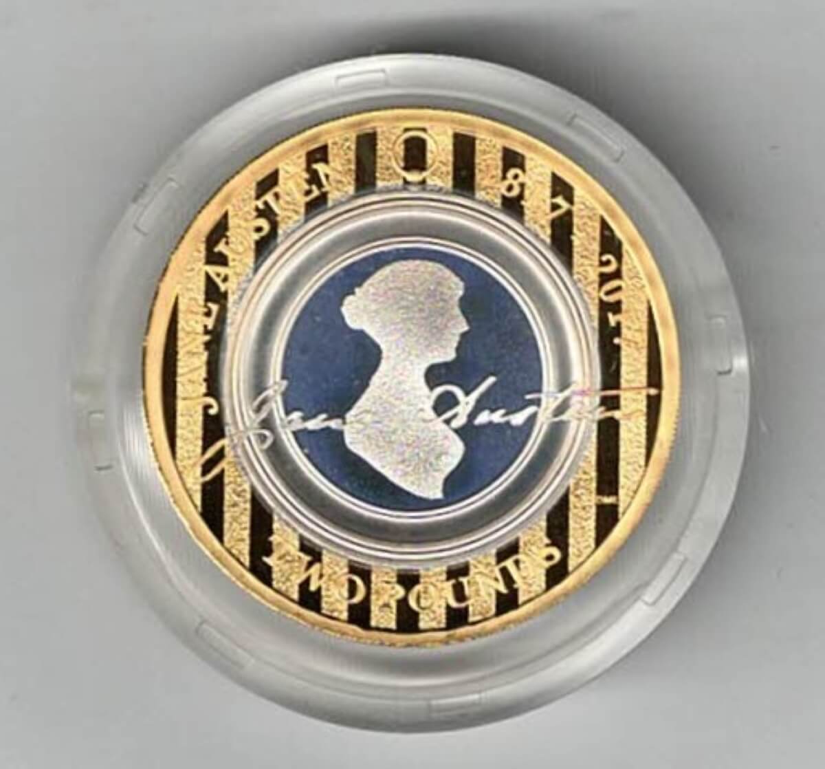 2017 Two Pounds Standard Silver Proof Jane Austen coin, was issued by the royal mint and includes the original box and certificate.