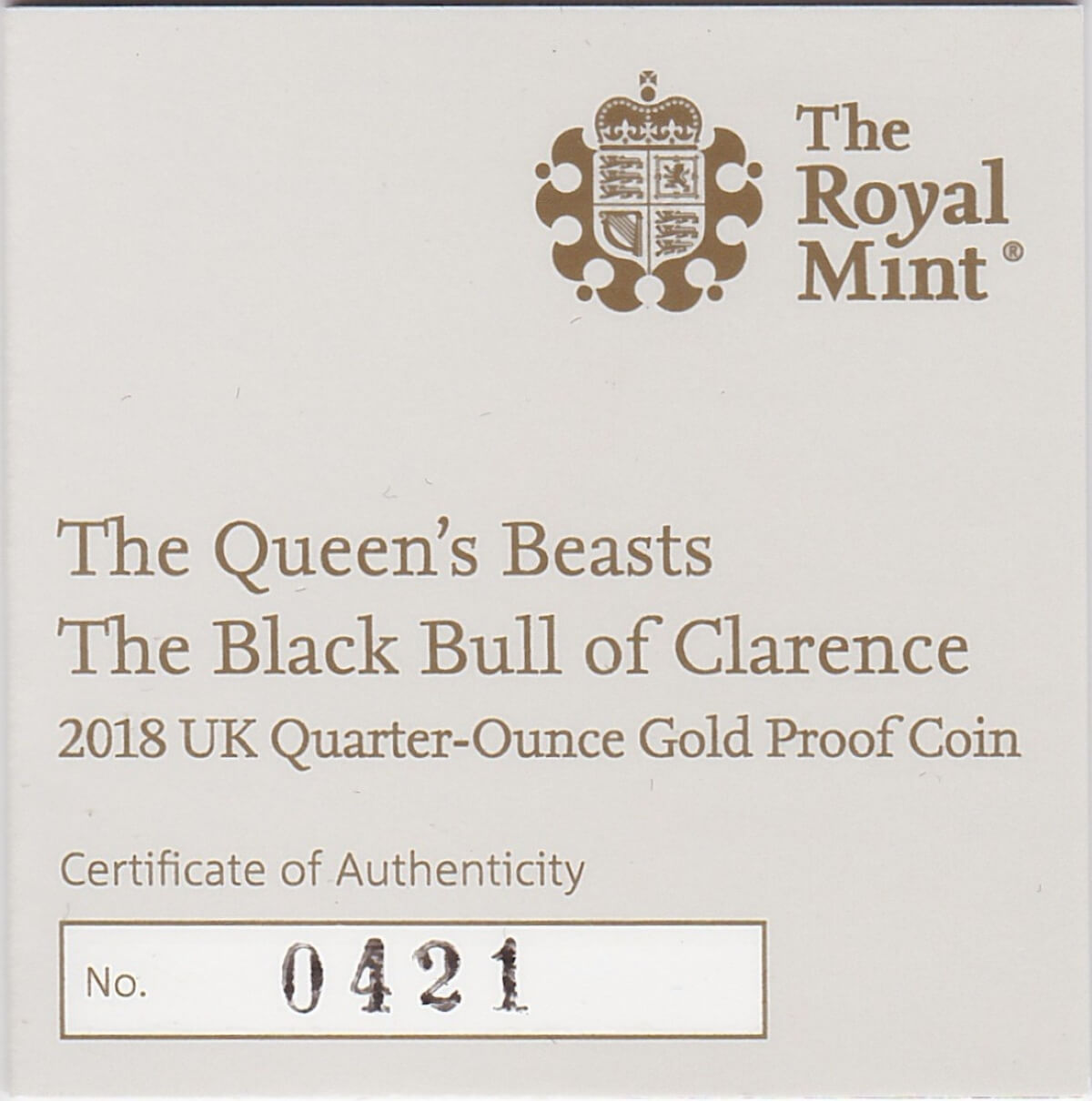 2018 Gold Proof Quarter Ounce Bull Of Clarence - Image 3