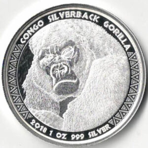 2018 Silverback Gorilla one ounce silver coin. 5000 francs congo 999 silver coin. All coins are in stock and ready to despatch.