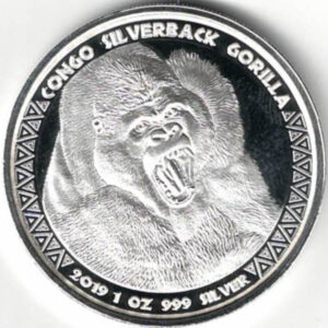 2019 Silverback Gorilla one ounce silver coin. 5000 francs congo 999 silver coin. All coins are in stock and ready to despatch.