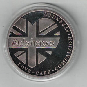 2020 Saint Helena Silver One Ounce NHS Heroes Coin, A nhs heart is on the reverse. The coin contains one ounce of .999 fine silver.