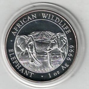 2020 Silver Somali republic One Ounce Elephant. This Coin does feature an Elephant. The coin contains one ounce of 999.9 fine silver.
