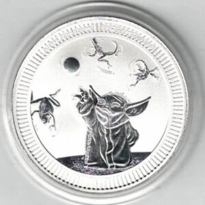 2024 Silver Niue One Ounce Star Wars Grogu Baby Yoda. Baby Yoda is on the reverse. This coin contains one ounce of 999 fine silver.