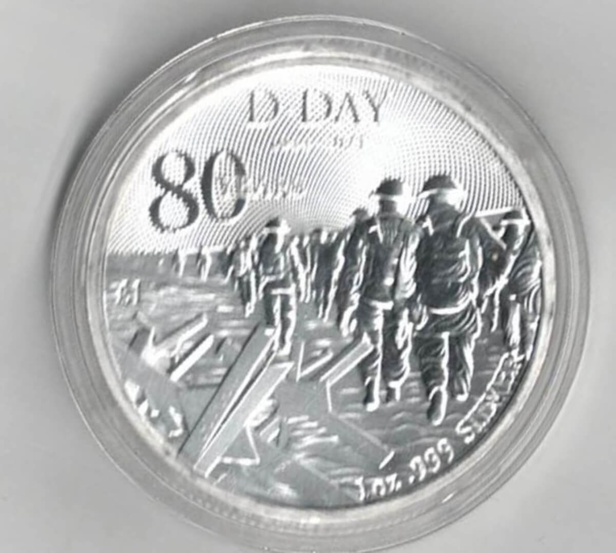 2024 Alderney Silver One Ounce D-Day Coin. The coin contains one ounce of 999 fine silver. All of our silver coins are in stock.