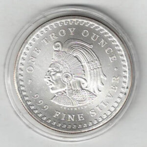 Aztec Calendar Silver One Ounce Round. All of our silver coins/rounds have been pre-owned and are in stock for dispatch. You are buying one round.