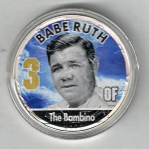 Boxed 2006 Silver USA One Ounce Eagle Colourised MLB Babe Ruth Coin. An eagle is on the reverse. The coin contains one ounce of 999 fine silver.