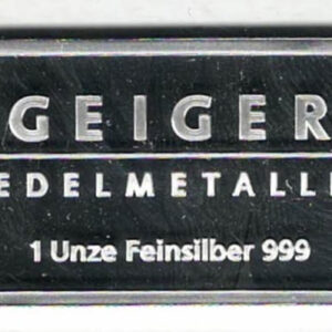 Geiger Edelmetalle One Ounce Silver Bar Schloss Guldengossa, All of our silver bars have been pre-owned and are in stock. This bar contains one ounce.