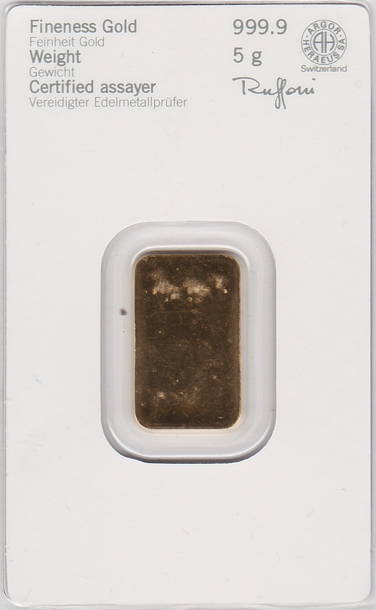 Heraeus Five Gram Gold Bar - Image 2