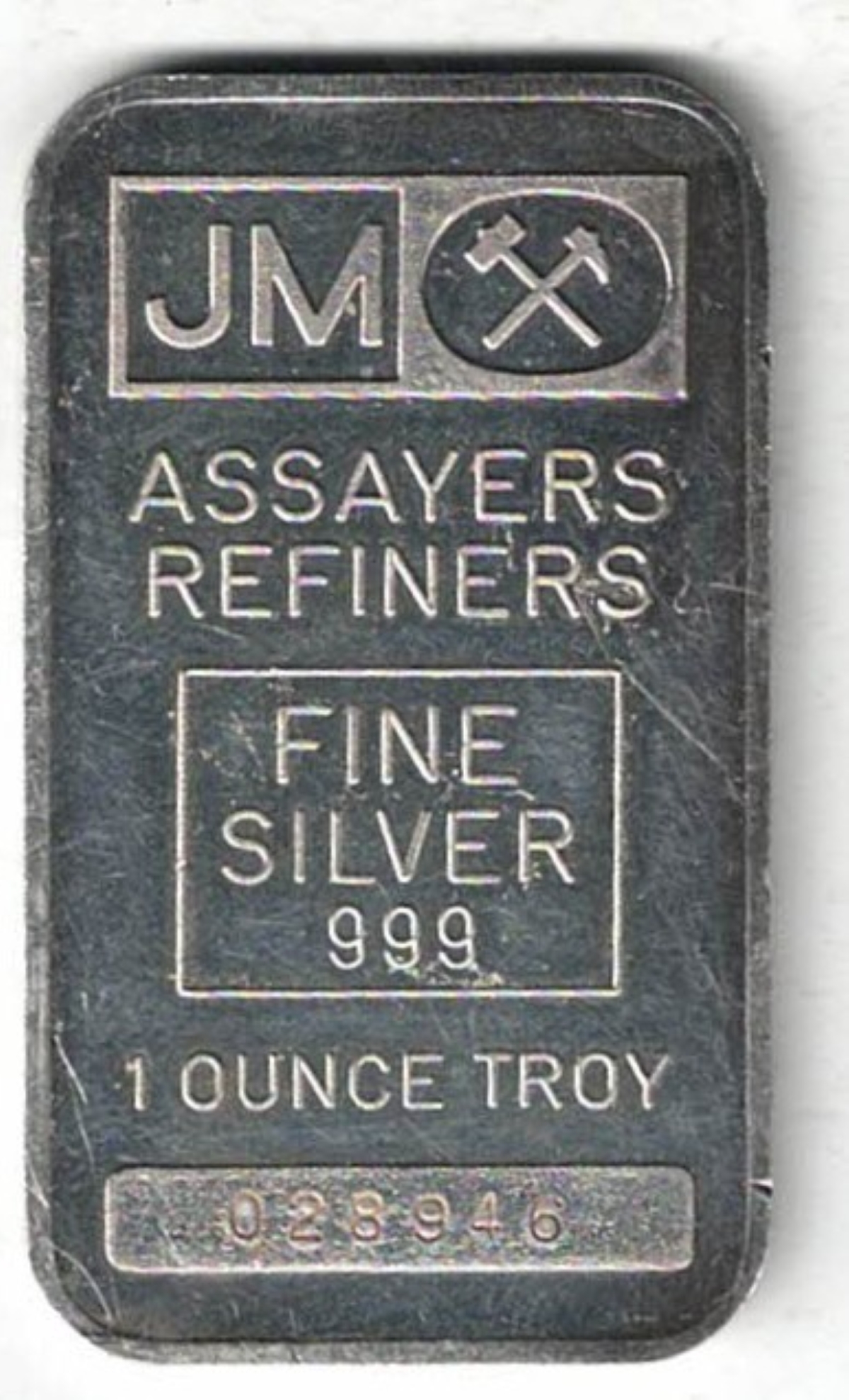 Johnson Matthey Bullion One Ounce Silver Bar. All of our silver bars have been pre-owned and are in stock. This bar contains one ounce of 999 fine Silver