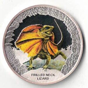 2013 Tuvalu Silver One Ounce Frilled Neck Lizard Coin. Contains 1oz of 999 silver. All coins are in stock and ready for despatch.