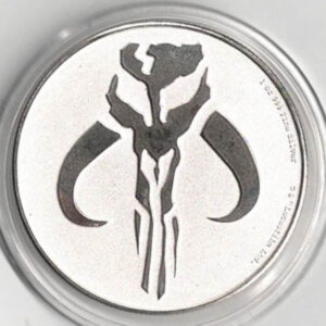 2020 Silver Niue One Ounce Star Wars coin. The reverse features a Mythosaur Skull. This coin contains one ounce of 999 fine silver.