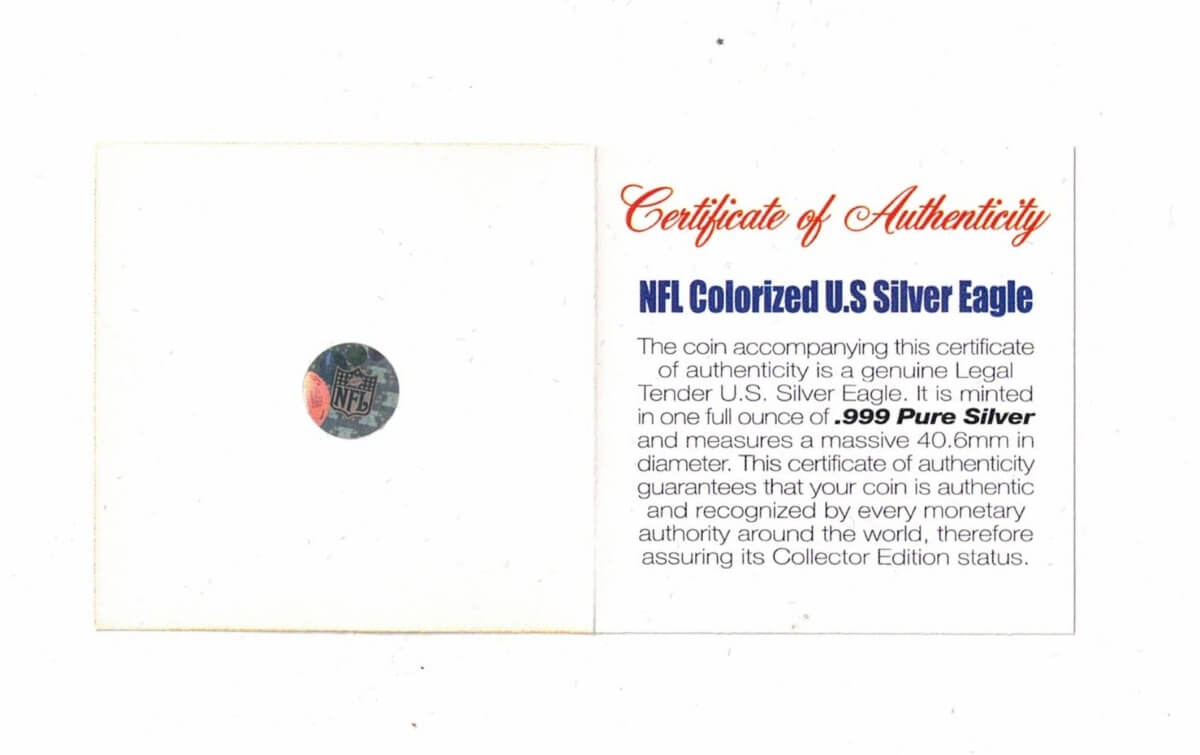 Boxed 2006 Silver USA One Ounce Eagle Colourised NFL Carolina Panthers Coin - Image 3