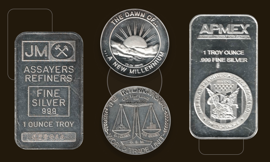 Silver One Ounce Bars And Rounds