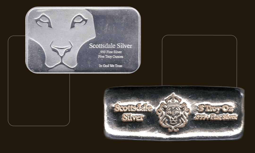 Silver Five Ounce Bars And Rounds