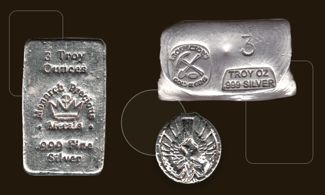 Silver Three Ounce Bars And Rounds