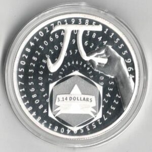 2024 Solomon Islands Silver Proof One Ounce 3.14 Dollars Pi Coin. Contains one ounce of 999 fine silver. In stock and ready to ship.
