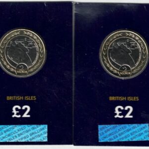 Two 2023 Isle Of Man TT Sidecar Two Pound Coins . The obverse features the portrait of Queen Elizabeth II facing right. All coins are in stock.