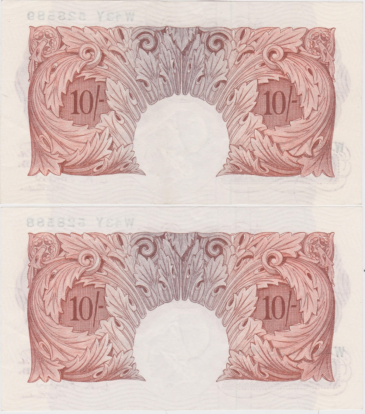 Two Consecutive B271 O'Brien Ten Shillings Banknotes - Image 2